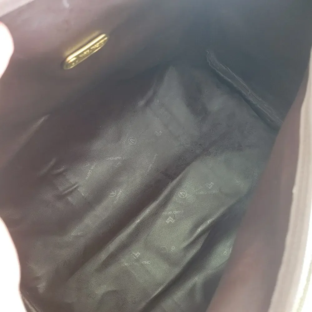 Mario Valentino Vintage Duffle Boston Tote Bag Handbag Large Travel Brown‎ Logo